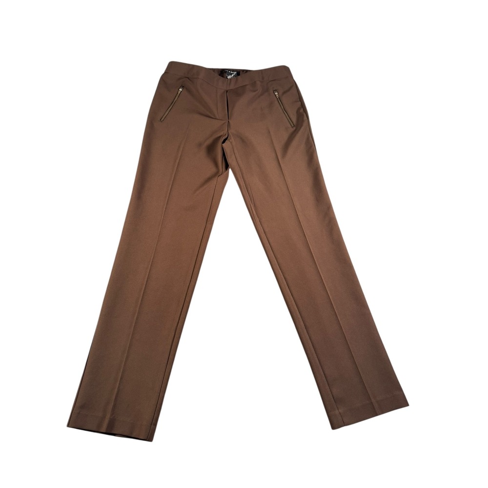 Zac & Raquel Women's Brown Straight Legs Pants Front Zipper SZ 6‎